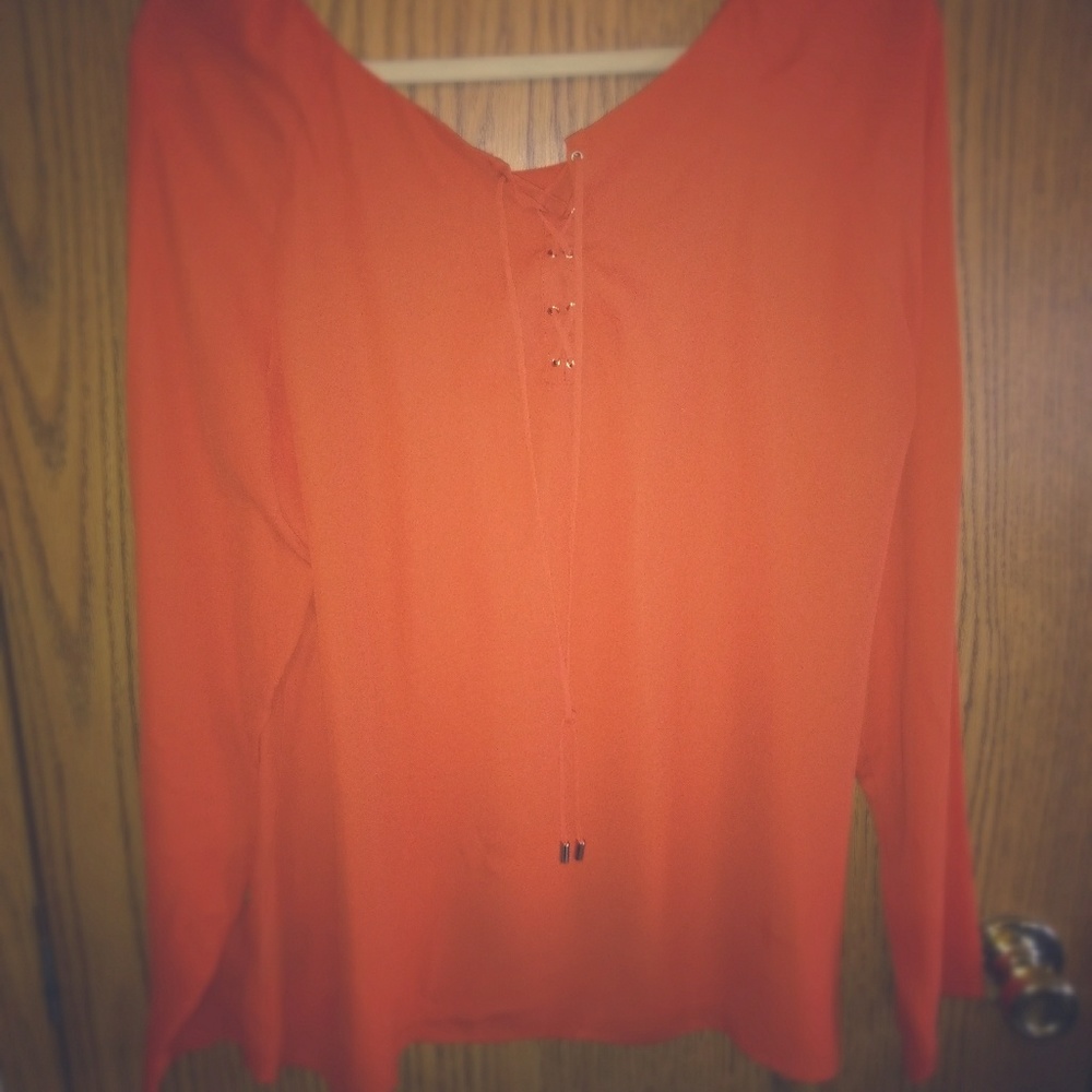 Dark orange flowy shirt